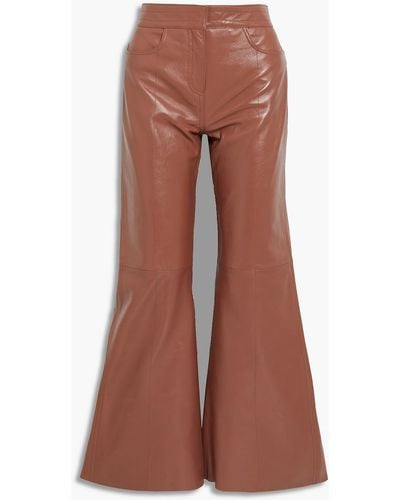 Stand Studio Eudora Leather Flared Pants - Brown
