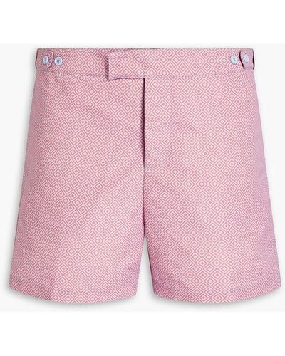 Frescobol Carioca Short-length Printed Swim Shorts - Pink