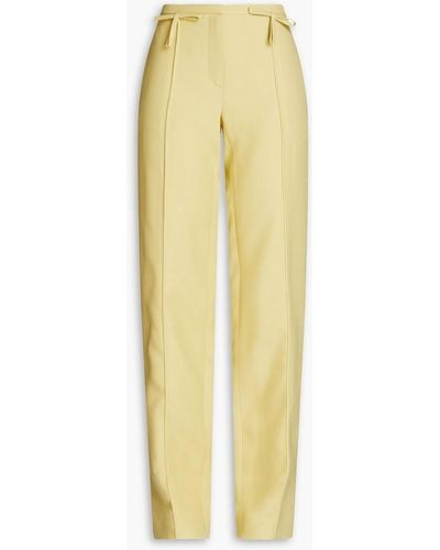 Valentino Garavani Bow-embellished Wool And Silk-blend Crepe Straight-leg Trousers - Yellow
