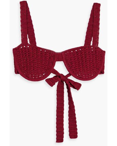 Savannah Morrow Lizzy Crochet-knit Pima Cotton Bra Top - Red