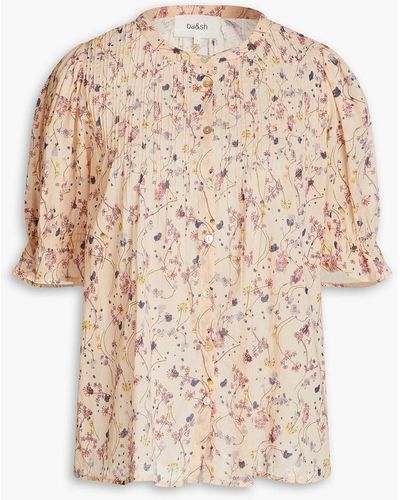 Ba&sh Blouna Ruffled Floral-print Cotton-gauze Top - Natural
