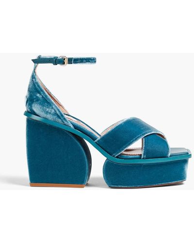 Zimmermann Velvet Platform Sandals - Blue