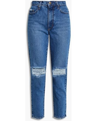 Nobody Denim Bessette Distressed High-rise Slim-leg Jeans - Blue