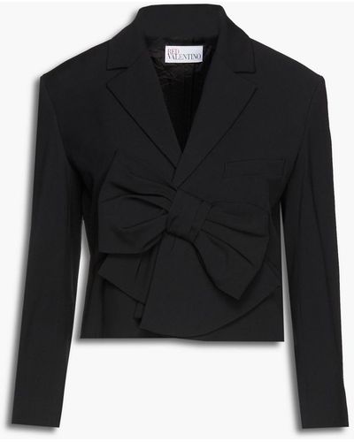 RED Valentino Cropped Bow-embellished Twill Jacket - Black