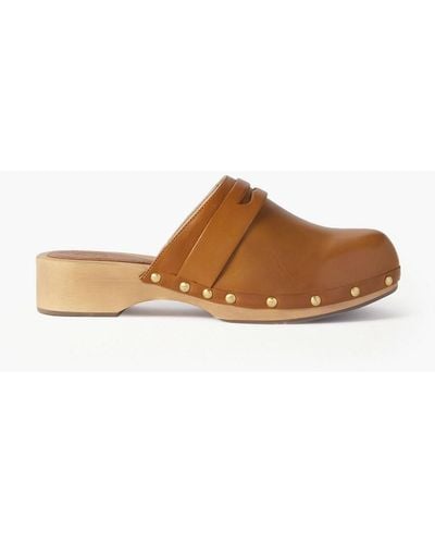 Porte & Paire Studded Leather Clogs - White