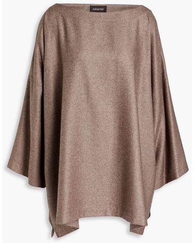 Eskandar Oversized Silk And Cashmere-blend Top - Brown