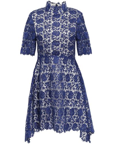 Catherine Deane Jeanne Fluted Guipure Lace Mini Dress - Blue