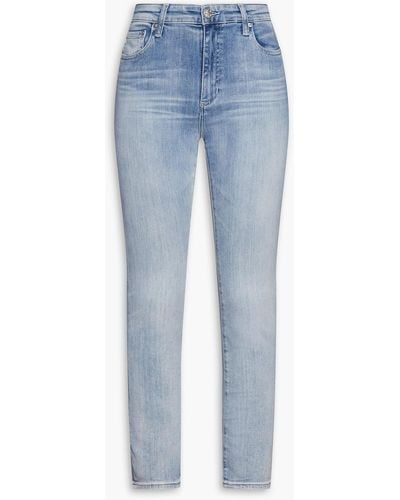 AG Jeans Faded Mid-rise Skinny Jeans - Blue