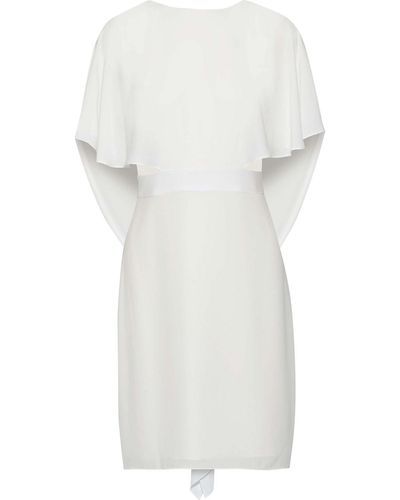 Halston Cape-effect Washed Crepe Mini Dress - White
