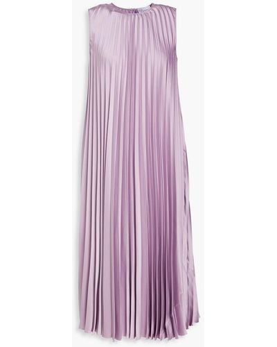 RED Valentino Pleated Satin Midi Dress - Purple