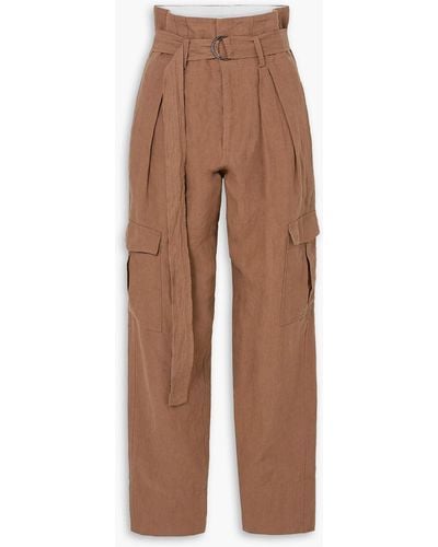 Bassike Space For Giants Belted Linen Tapered Pants - Brown