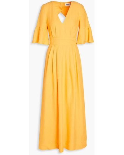 Claudie Pierlot Rivabella Open-back Twill Maxi Dress - Yellow