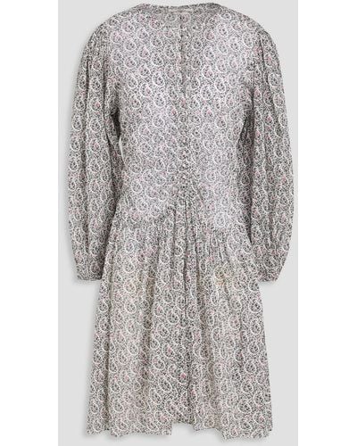 Isabel Marant Marili Floral-print Cotton-voile Mini Shirt Dress - Grey