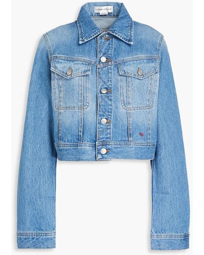 Victoria Beckham Cropped Denim Jacket - Blue