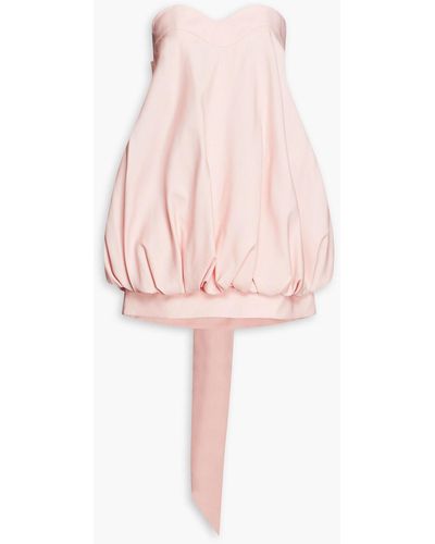 Valentino Garavani Strapless Bow-embellished Wool And Silk-blend Mini Dress - Pink