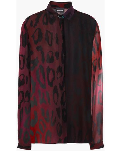 Just Cavalli Hemd aus chiffon mit leopardenprint - Mehrfarbig