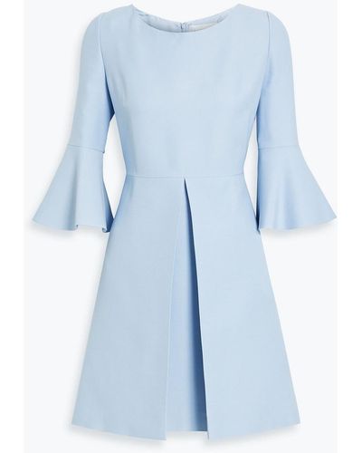 Valentino Garavani Pleated Wool And Silk-blend Mini Dress - Blue