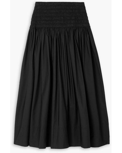 A.L.C. Catalina Shirred Cotton-poplin Maxi Skirt - Black