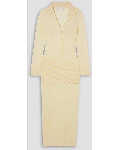 Christopher Esber Kaviro Draped Silk And Cotton-blend Maxi Shirt Dress - Yellow