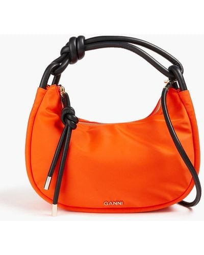 Ganni Leather And Shell Shoulder Bag - Orange