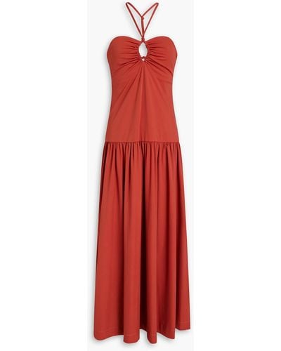 Bassike Knotted Cutout Stretch-jersey Maxi Dress - Red