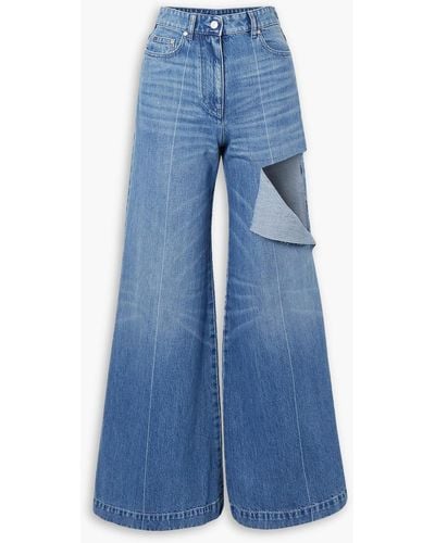 Peter Do Distressed High-rise Wide-leg Jeans - Blue