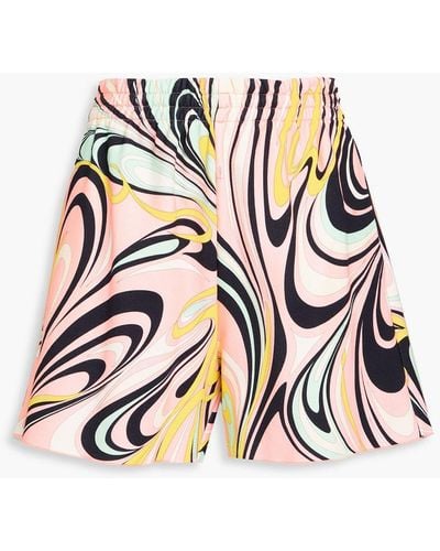 Emilio Pucci Printed French Cotton-terry Shorts - White