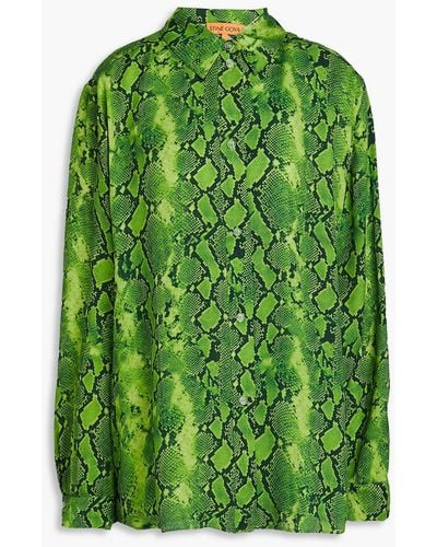 Stine Goya Sophia Snake-print Tm-blend Shirt - Green