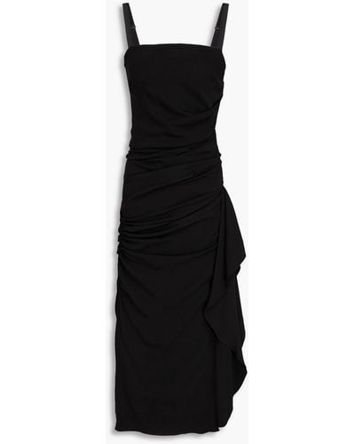 Dolce & Gabbana Satin-trimmed Ruched Crepe Midi Dress - Black