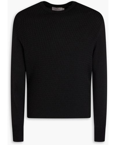 Canali Cable-knit Cotton-blend Jumper - Black