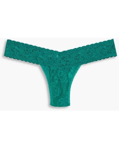 Hanky Panky Signature Stretch-lace Low-rise Thong - Blue