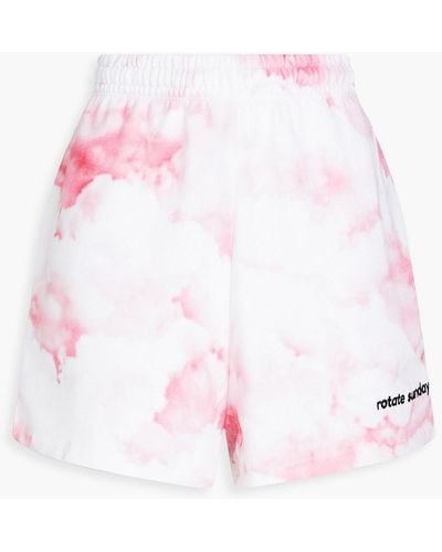 ROTATE BIRGER CHRISTENSEN Roda shorts aus baumwollfleece mit batikmuster und stickereien - Pink