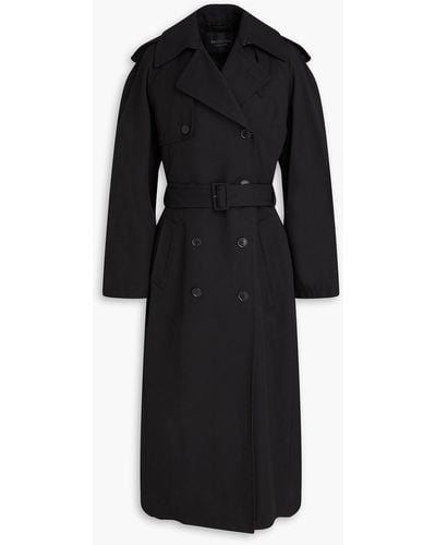 Balenciaga Belted Wool And Cotton-blend Gabardine Trench Coat - Black