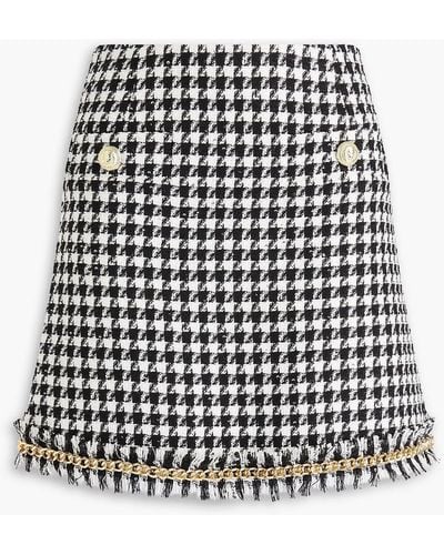 Rebecca Vallance Embellished Houndstooth Tweed Mini Skirt - Black