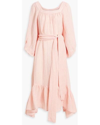Lisa Marie Fernandez Laure Linen-blend Gauze Midi Dress - Pink