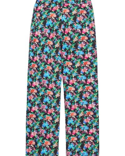 Rabanne Printed Cotton-blend Bootcut Trousers - Blue