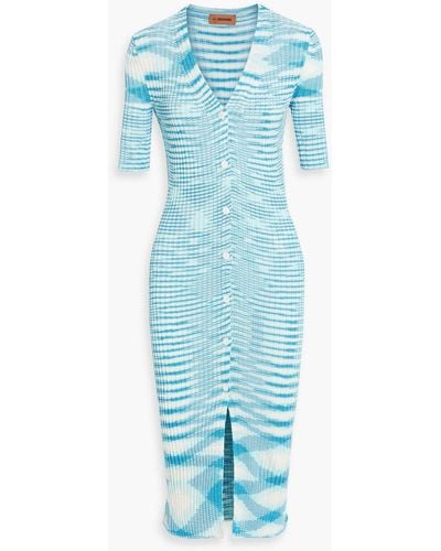 Missoni Space-dyed Ribbed-knit Midi Dress - Blue