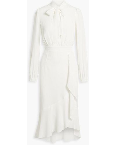 Diane von Furstenberg Agna Pussy-bow Ruffled Crepe De Chine Midi Dress - White
