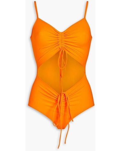 Christopher Esber Ruched Cutout Swimsuit - Orange
