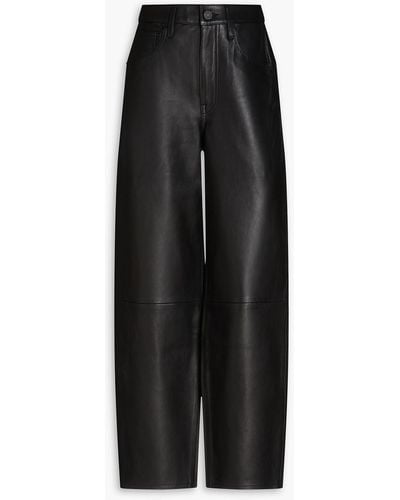 FRAME Leather Tapered Trousers - Black