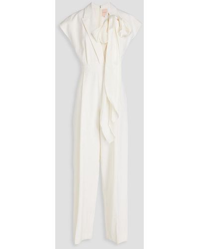 ROKSANDA Silk-trimmed Wool-twill Jumpsuit - White