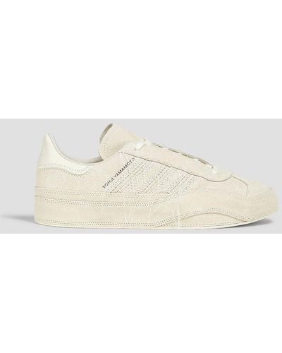 Y-3 Gazelle Embroidered Suede Trainers - White