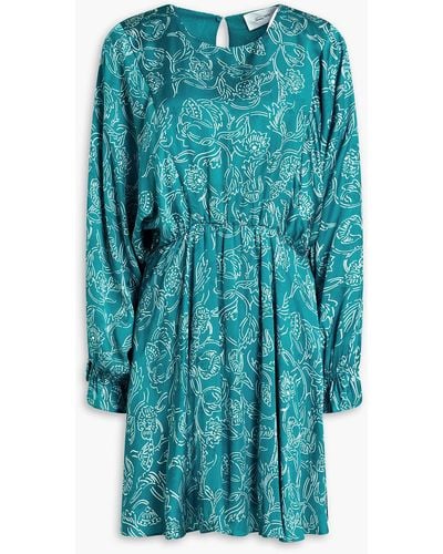 American Vintage Gitaka Printed Floral-jacquard Mini Dress - Blue