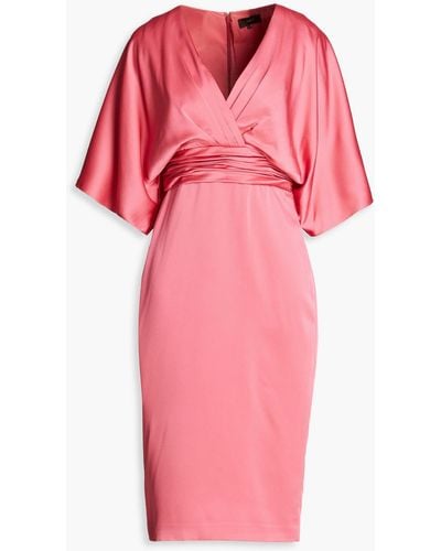 THEIA Pleated Satin Dress - Pink