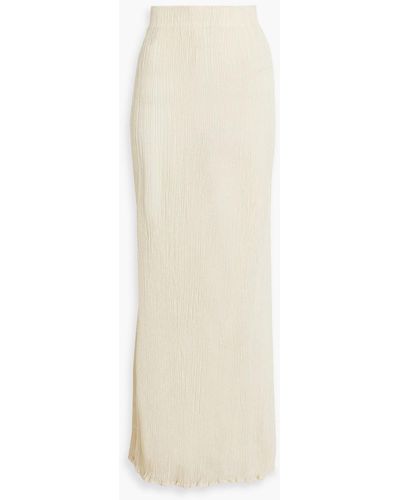 Savannah Morrow Sereia Plissé Bamboo And Silk-blend Maxi Skirt - White