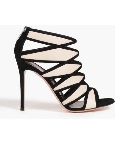 Gianvito Rossi Madeline Two-tone Leather And Suede Sandals - Black