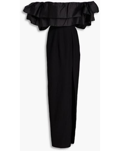 Rasario Off-the-shoulder Shantung-paneled Crepe Maxi Dress - Black