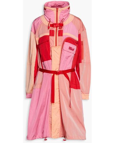 Stella McCartney Belted Color-block Shell Coat - Red