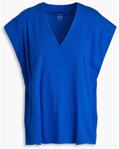 FRAME Le Mid Rise Pima Cotton-jersey T-shirt - Blue