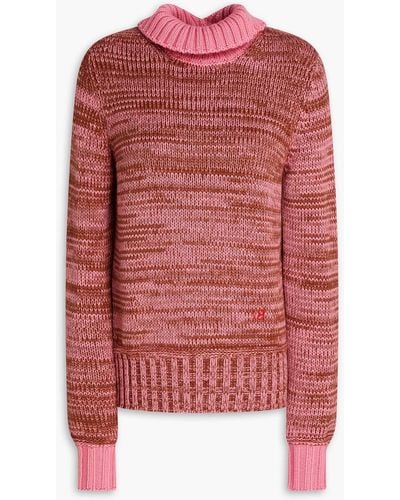 Victoria Beckham Marled Wool Turtleneck Sweater - Red